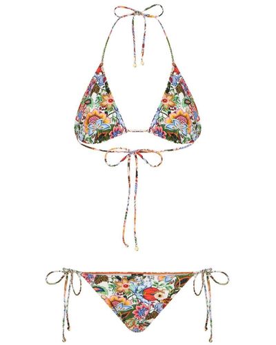 Etro Bouquet-Print Bikini Set - White