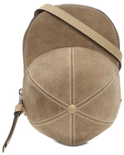 JW Anderson Medium Cap Suede Crossbody Bag - Natural