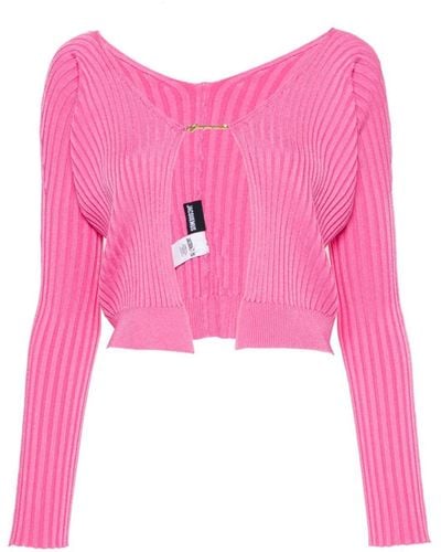 Jacquemus La Maille Pralù Longue Knitted Cardigan - Pink