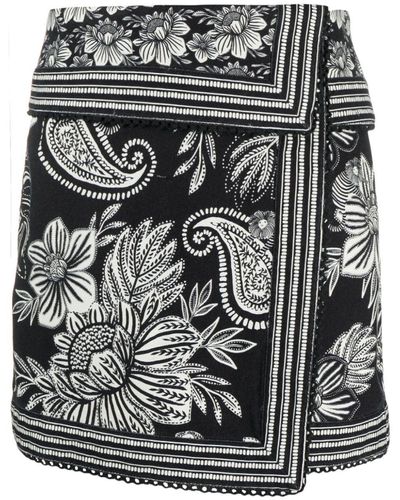 FARM Rio Paisley Bloom Cotton Miniskirt - Black
