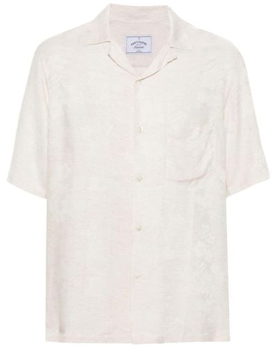 Portuguese Flannel Floral-Jacquard Mélange-Effect Shirt - White