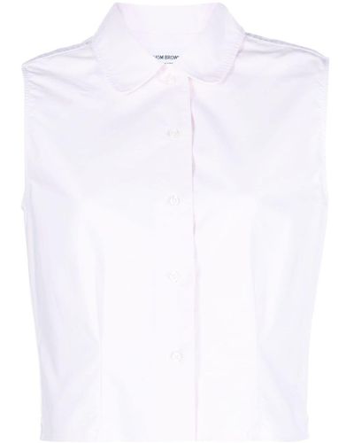 Thom Browne Cotton Sleeveless Shirt - White