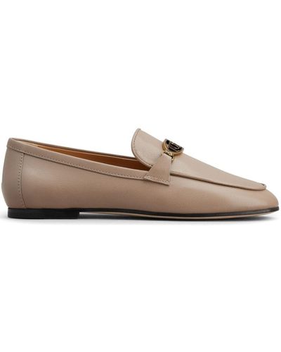Tod's Logo-Plaque Leather Loafers - Brown