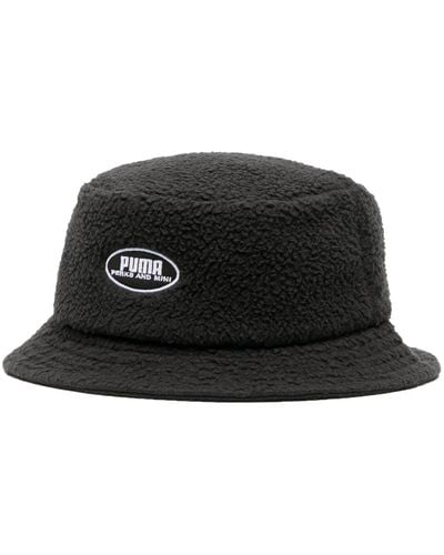 PUMA Logo-Patch Teddy Bucket Hat - Black