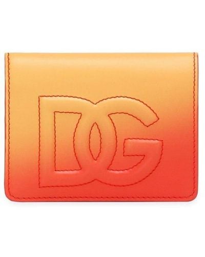 Dolce & Gabbana Logo-Embroidered Ombré-Effect Wallet - Orange