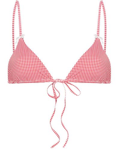 Frankie's Bikinis Lumia Gingham Bikini Top - Pink