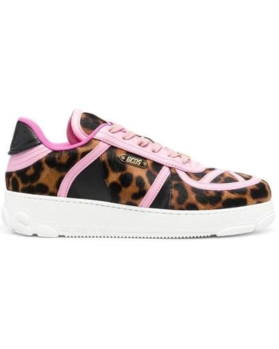 Gcds Leopard-Print Lace-Up Trainers - Brown