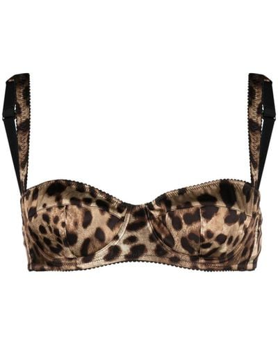 Dolce & Gabbana Leopard-Print Balconette Bra - Brown
