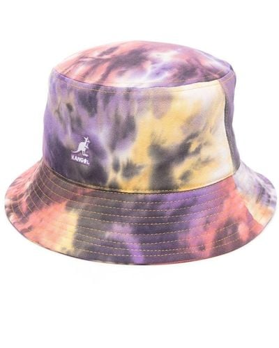 Kangol Embroidered-Logo Tie-Dye Bucket Hat - Purple