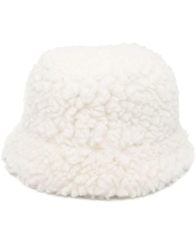 Prada Logo-Plaque Wool-Blend Bucket Hat - White