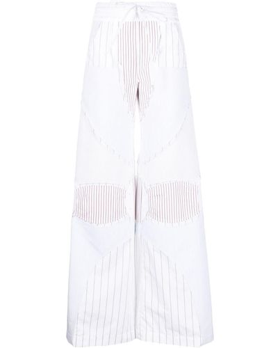 Off-White c/o Virgil Abloh Striped Wide-leg Cotton Trousers - White