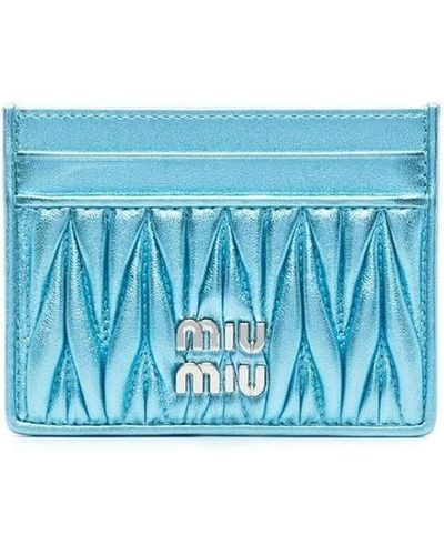 Miu Miu Matelassé-effect Logo Wallet - Blue