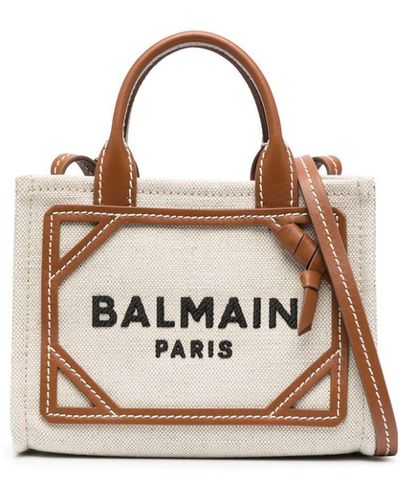 Balmain Mini B-Army Canvas Tote Bag - White