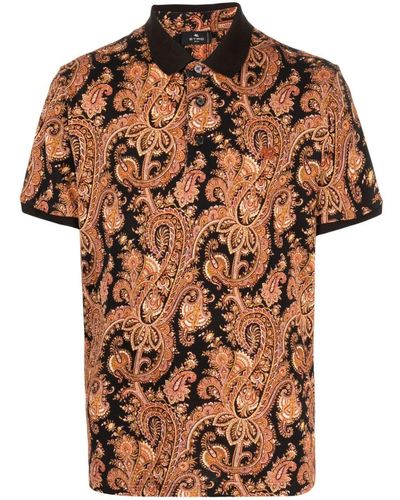 Etro Paisley-Print Cotton Polo Shirt - Brown