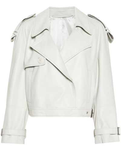 Salvatore Santoro Leather Biker Jacket - White