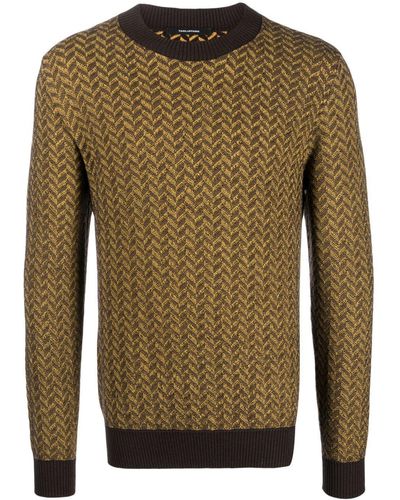 Tagliatore Herringbone Crew-neck Sweater - Green