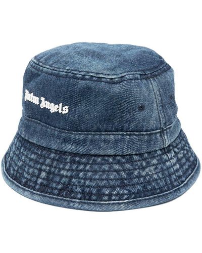 Palm Angels Logo-print Bucket Hat - Blue