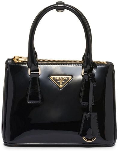 Prada Galleria Patent Leather Mini Bag - Black