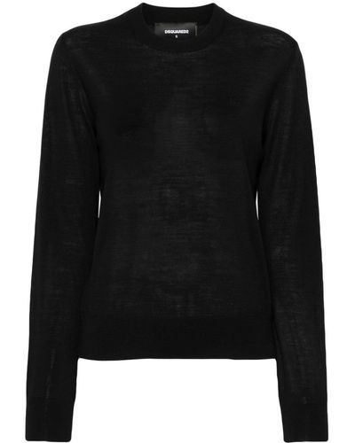 DSquared² Embroidered Logo Wool Jumper - Black