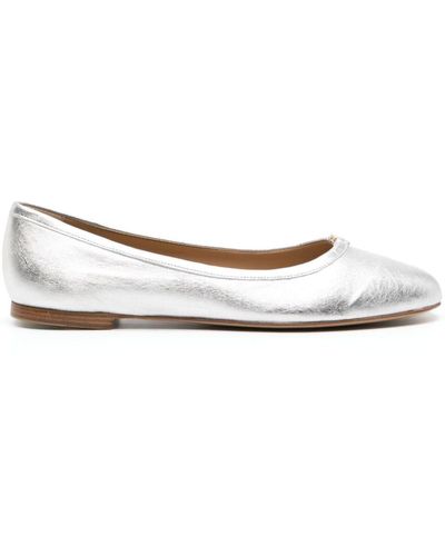 Chloé Marcie Metallic Leather Ballerina Shoes - White
