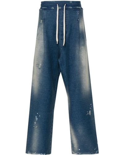 A PAPER KID Washed Denim Effect Loose-Fit Trousers - Blue