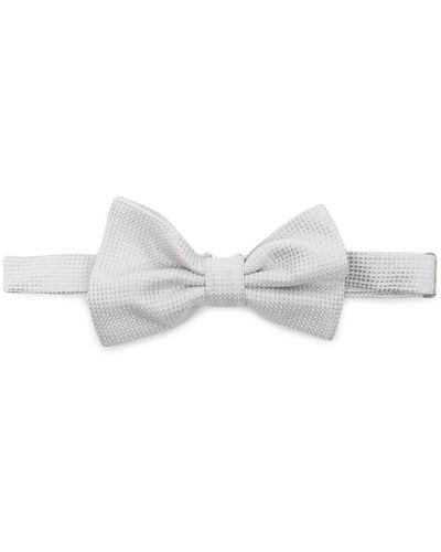 Tagliatore Patterned Jacquard Silk Bow Tie - White