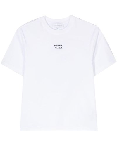 Maison Labiche Popincourt Embroidered-Slogan T-Shirt - White