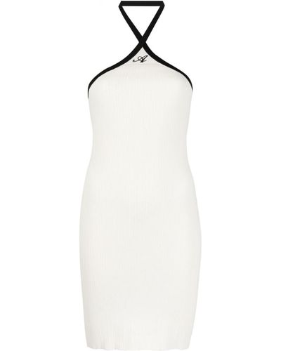 Axel Arigato Embroidered-Logo Halterneck Dress - White