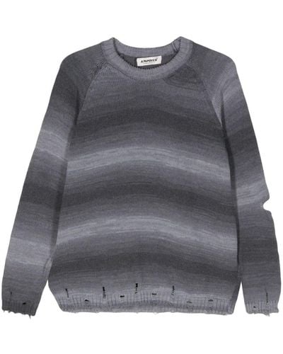 A PAPER KID Distressed-Effect Cut-Out Sweater - Gray