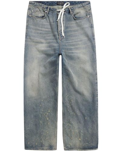 Balenciaga Drawstring Wide-Leg Jeans - Blue