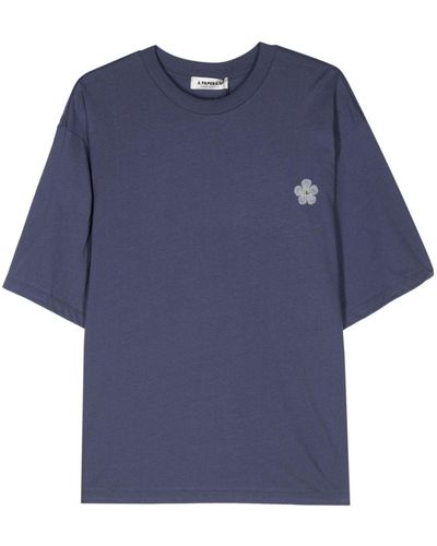 A PAPER KID Logo-Print Cotton T-Shirt - Blue
