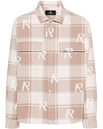 Represent Plaid-Check Logo-Print Shirt - Natural