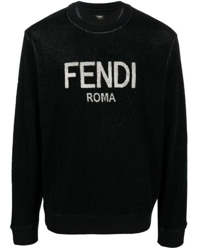 Fendi Logo-print Fleece Sweatshirt - Black