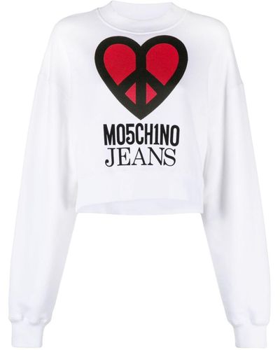 Moschino Jeans Graphic-Print Jersey Sweatshirt - White