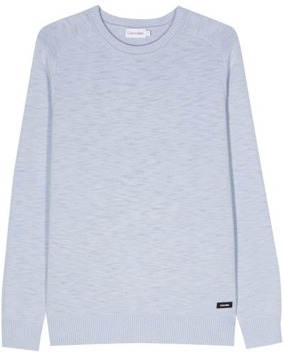 Calvin Klein Logo-Patch Cotton Sweater - Blue