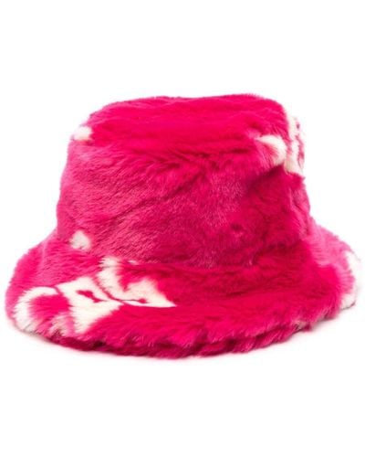 Gcds Faux-fur Bucket Hat - Pink