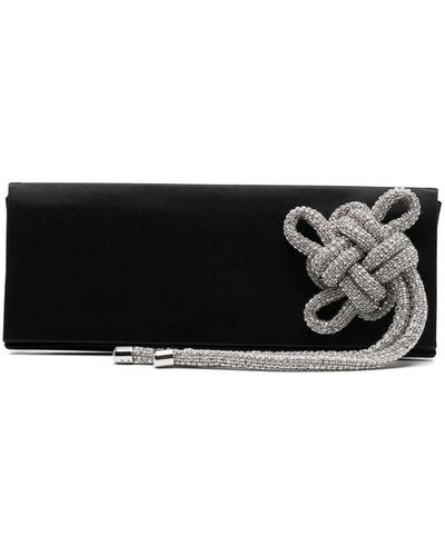 Kara Knot Crystal-embellishment Clutch Bag - Black
