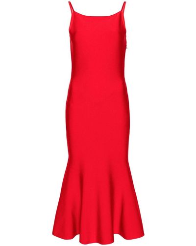 Alexander McQueen Square Neck Mermaid Dress - Women's - Polyamide/polyester/elastane/viscose - Red