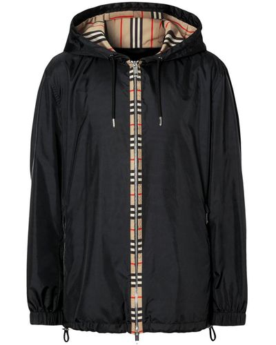 Burberry Icon Stripe Hooded Jacket - Black