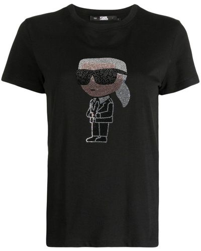Karl Lagerfeld Ikonik Rhinestone-embellished T-shirt - Black