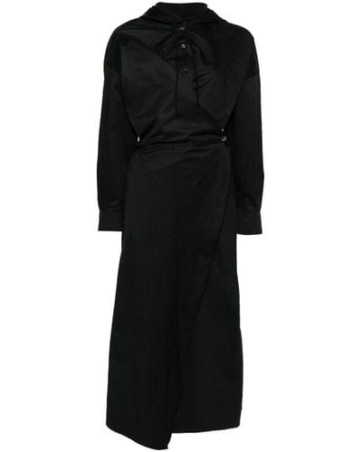 DIESEL Long-Sleeved Hooded Wrap Dress - Black