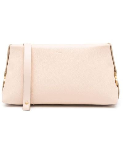 Chloé Grained Leather Clutch Bag - Natural