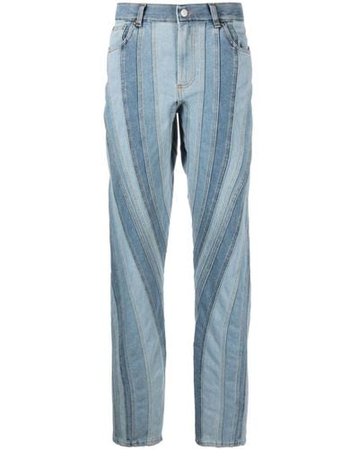 Mugler Spiral Denim Cotton Jeans - Blue