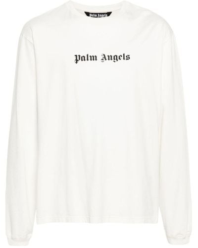 Palm Angels Logo-Print Cotton T-Shirt - White
