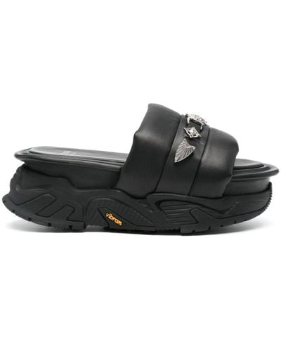 Toga Stud-Embellished Flatform Sandals - Black