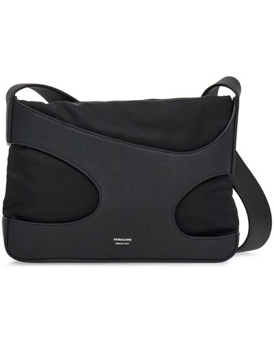 Ferragamo Cut Out-Detail Leather Crossbody Bag - Black