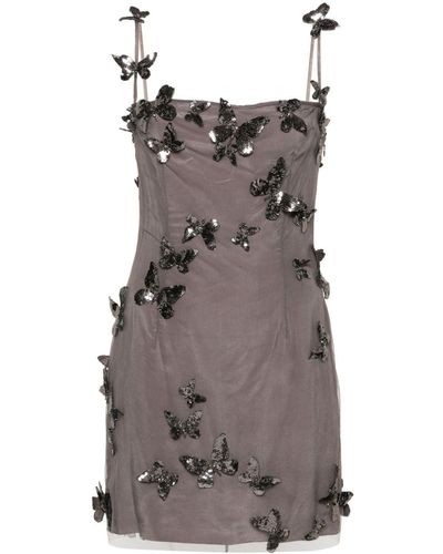 Blumarine Butterfly-Appliqué Mini Dress - Grey