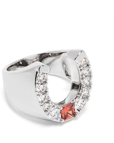 DARKAI Horseshoe Rhinestone-Embellished Ring - Metallic