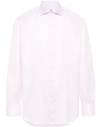 Fray Striped Cotton Shirt - White