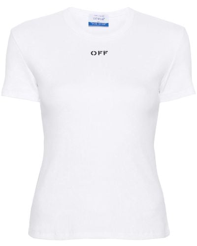 Off-White c/o Virgil Abloh Off- Off Stamp Stretch-Cotton T-Shirt - White